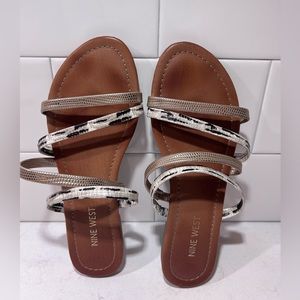 Nine West Gold and Snakeskin Sandals